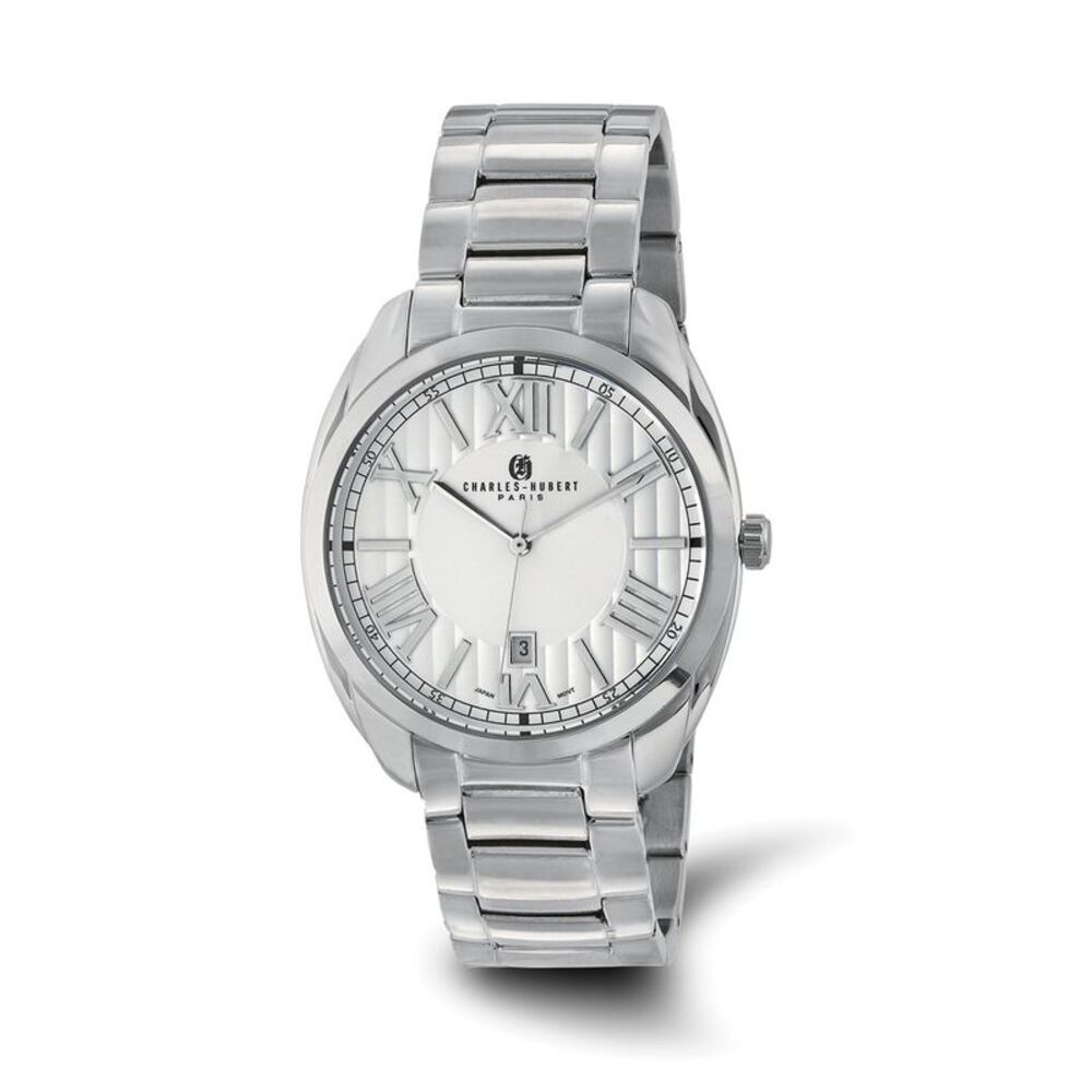 Charles Hubert Mens Stainless Steel Off-White Dial Watch